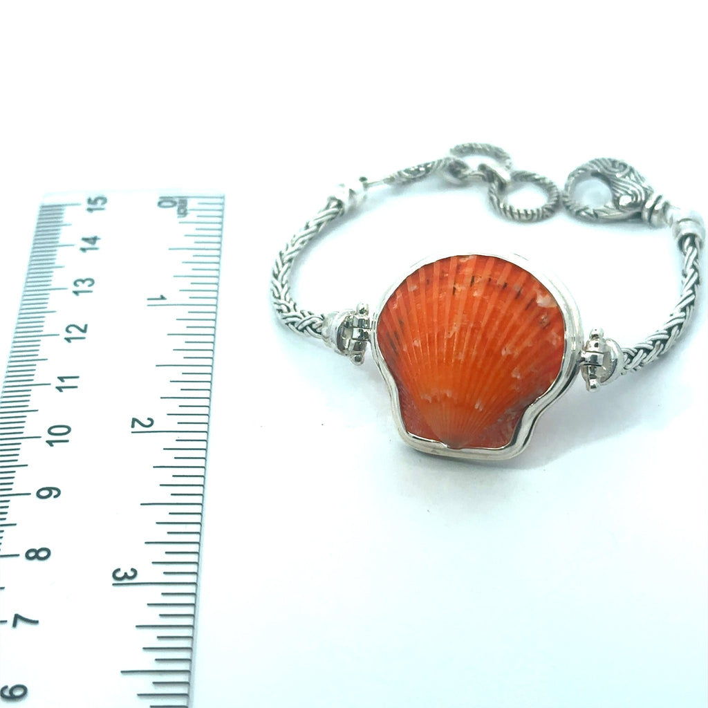 Orange Scallop Adjustable Romano Bracelet - Ocean Soul