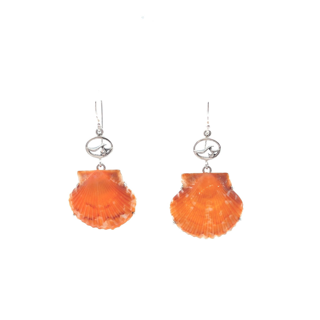 Orange Scallop Prong Set Earrings - Ocean Soul