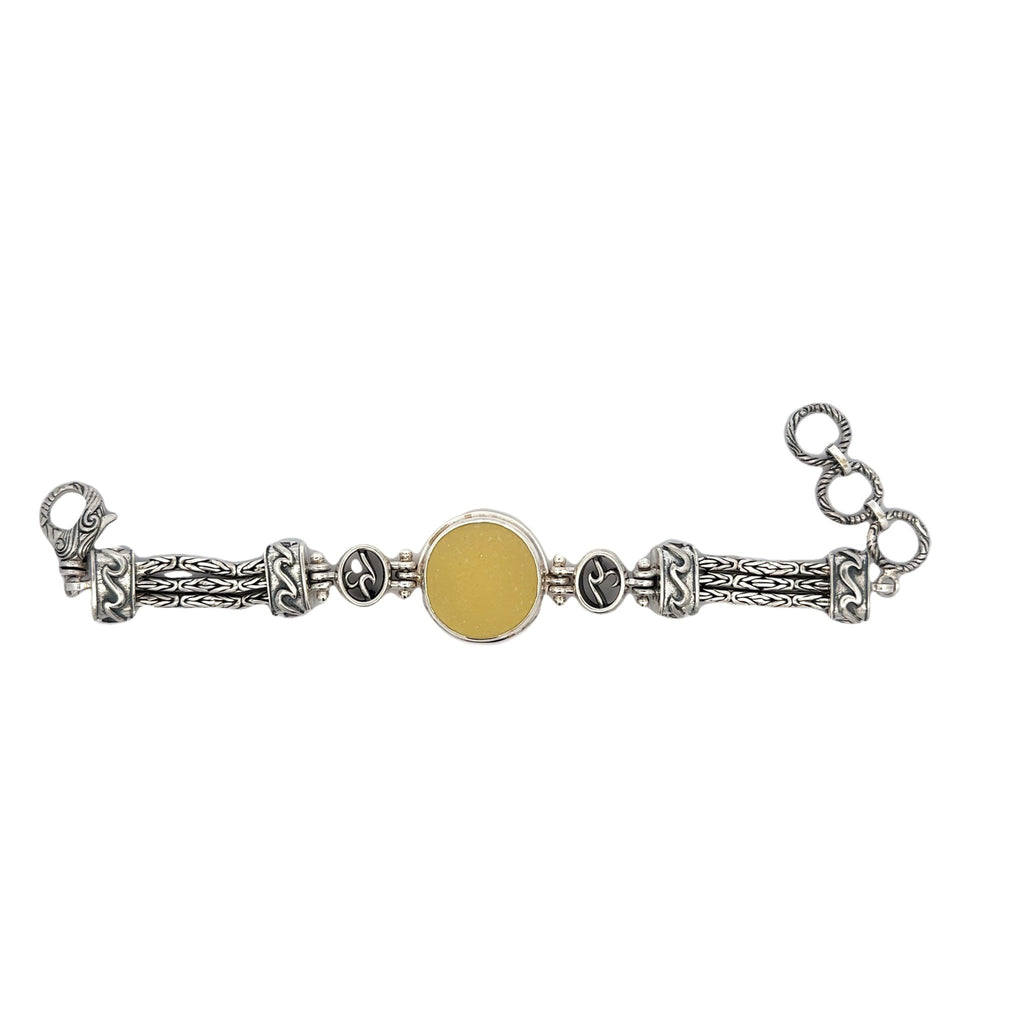 Perfect Yellow Seaglass Gumdrop Bracelet - Ocean Soul