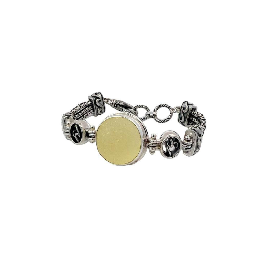 Perfect Yellow Seaglass Gumdrop Bracelet - Ocean Soul