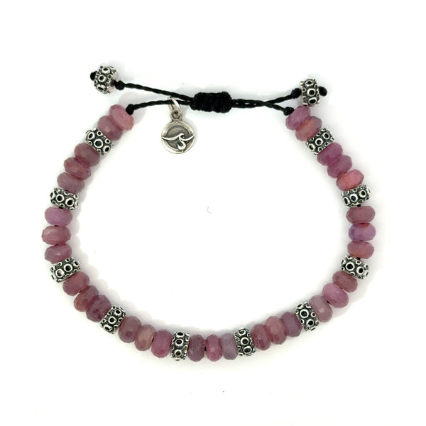 Pink Sapphire Adjustable Beaded Bracelet - Ocean Soul