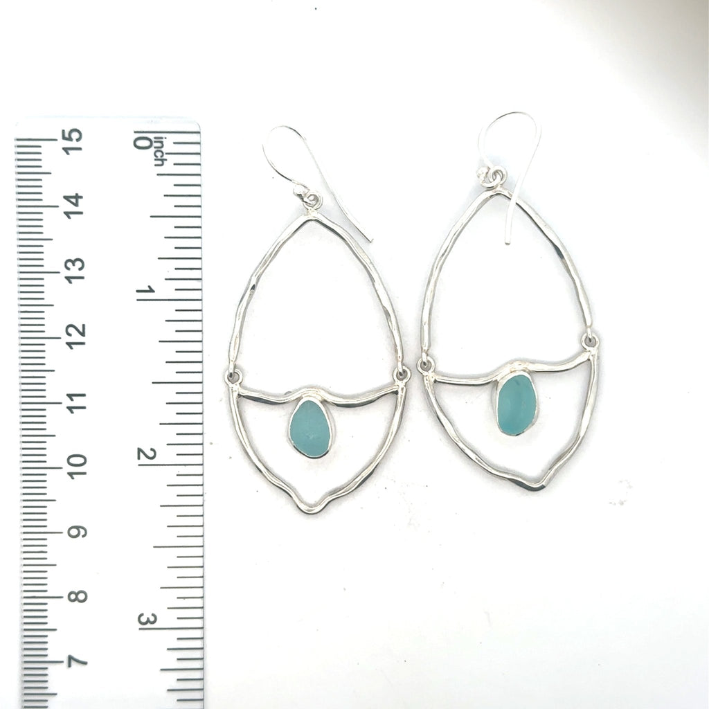 Rare Sea Glass Almond Shaped Earrings - Ocean Soul