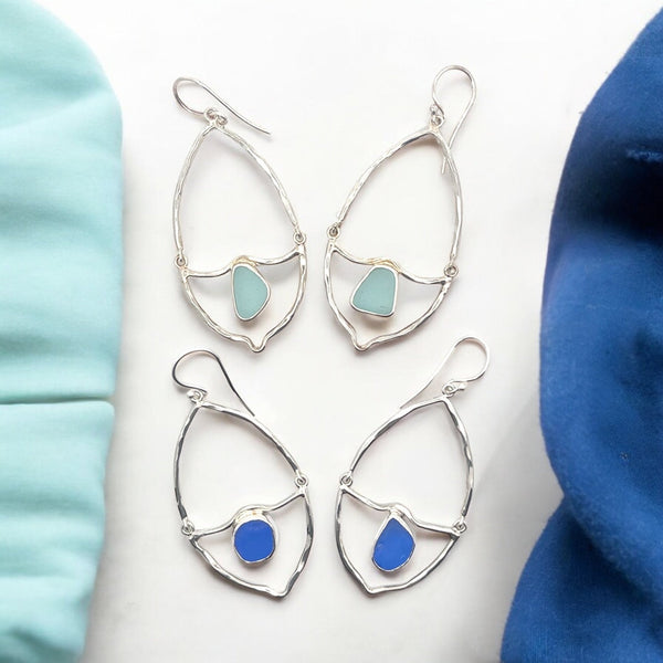 Rare Sea Glass Almond Shaped Earrings - Ocean Soul