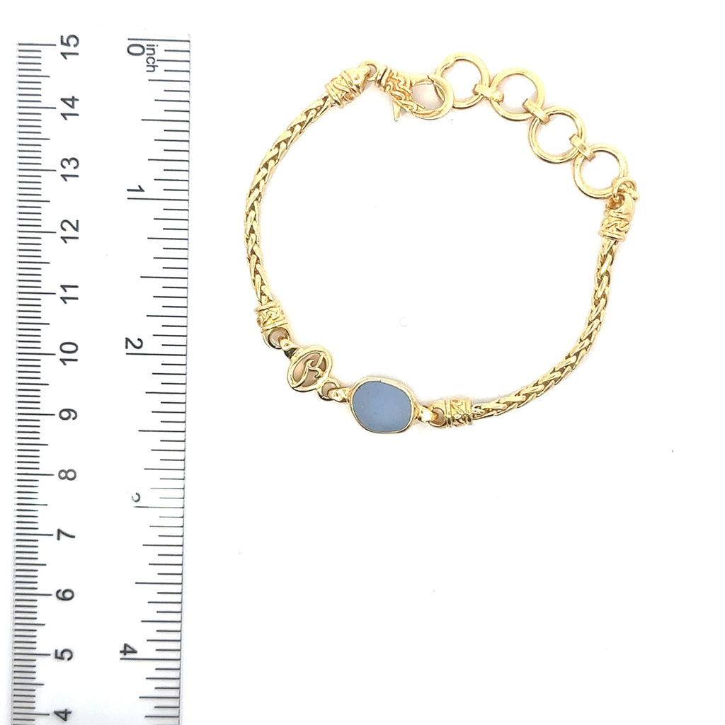Rare Sea Glass Gold Vermeil Dainty Link Bracelets - Ocean Soul