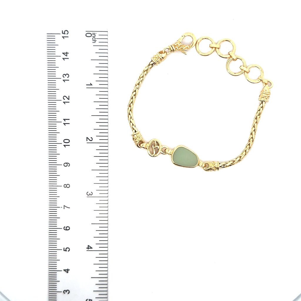 Rare Sea Glass Gold Vermeil Dainty Link Bracelets - Ocean Soul