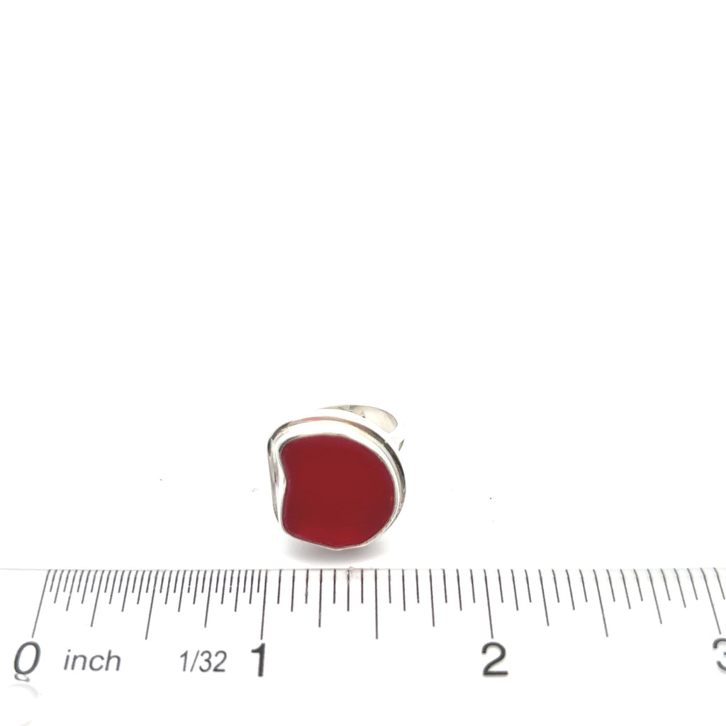 Red Sea Glass Statement Ring - Size 5 - Ocean Soul