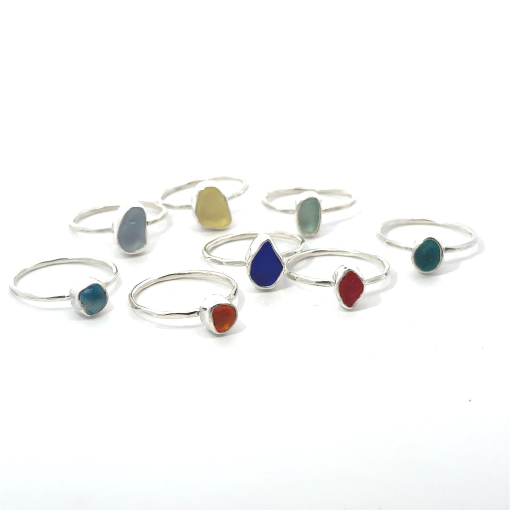 Sea Glass Stacker Rings - Size 7 - Ocean Soul