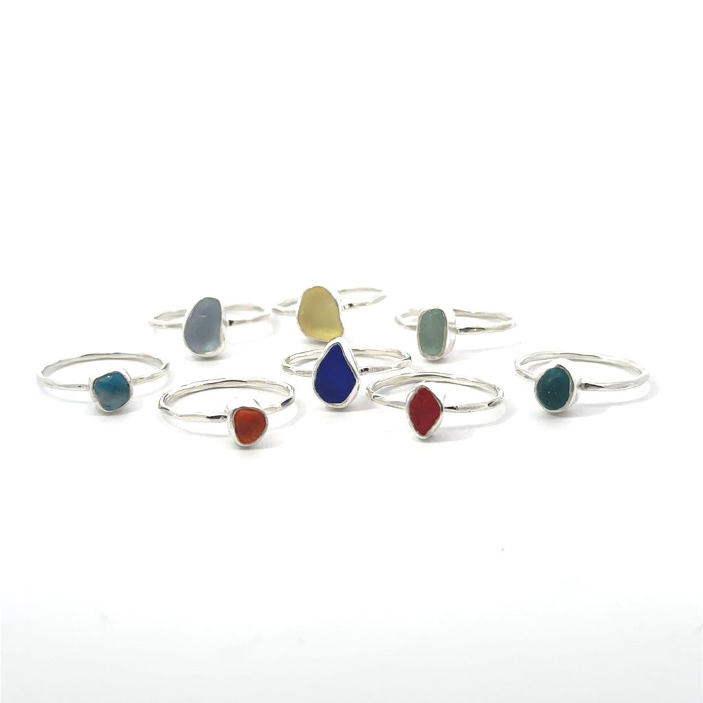 Sea Glass Stacker Rings - Size 7 - Ocean Soul