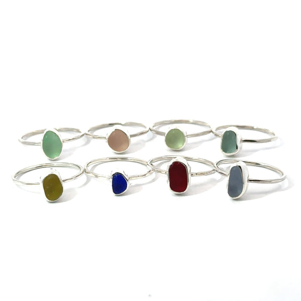 Seaglass Stacker Rings - Size 9 - Ocean Soul