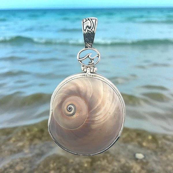 Shark Eye Os Logo Carved Bail Pendant - Ocean Soul