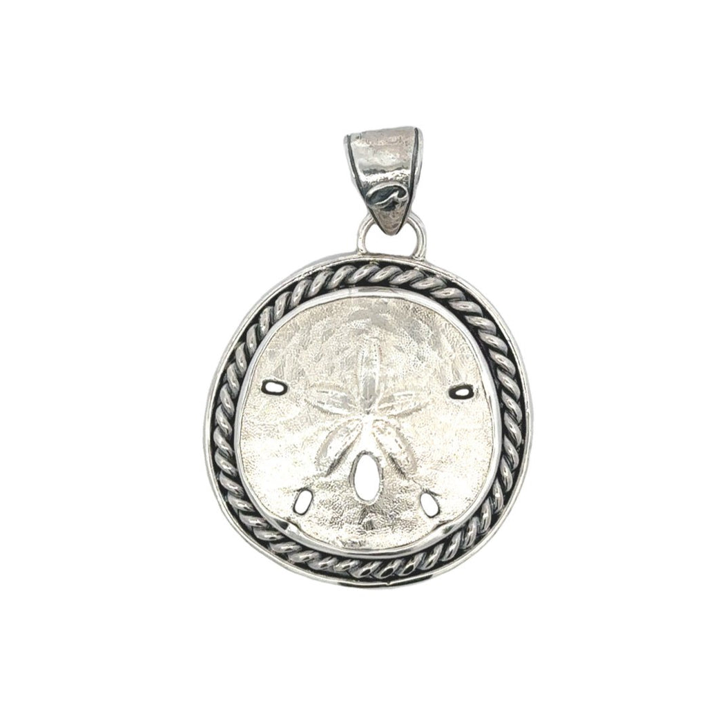 Silver Sand Dollar Rope Bezel Pendant - Ocean Soul