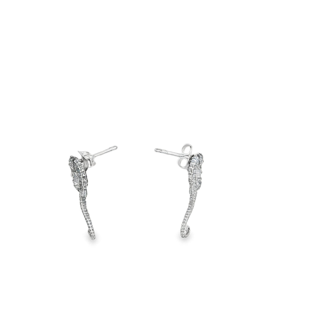 Silver Seahorse Stud Earrings - Ocean Soul