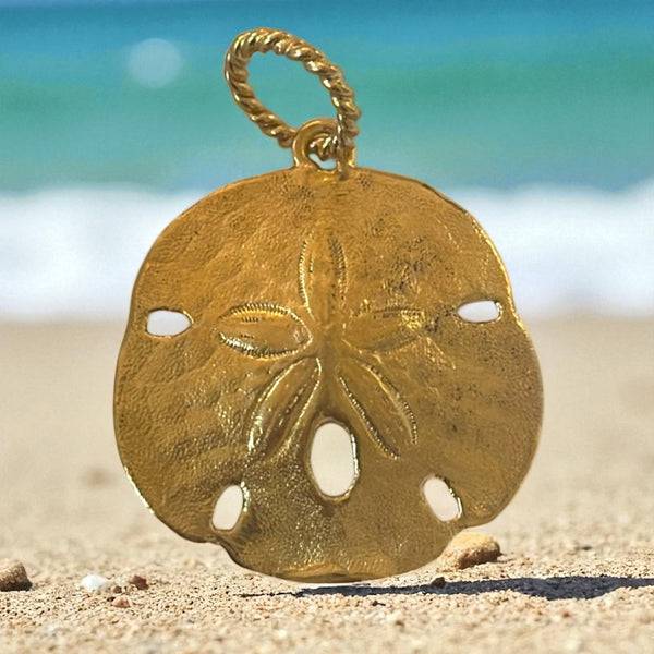 Small Gold Vermeil Casted Sand Dollar Pendant - Ocean Soul