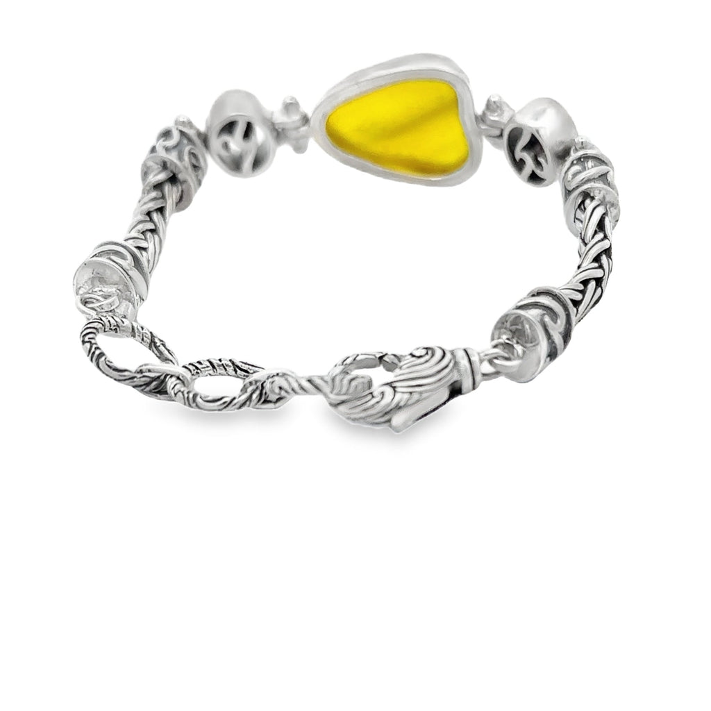 Textured Yellow Sea Glass Bracelet - Ocean Soul