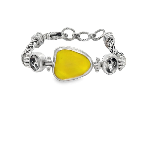 Textured Yellow Sea Glass Bracelet - Ocean Soul