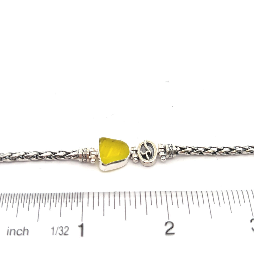 Textured Yellow Sea Glass on the Dainty Adjustable Bracelet - Ocean Soul