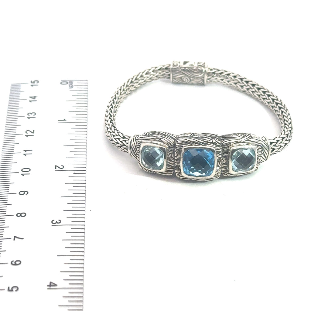 Triple Topaz Sky Blue, and Swiss on Bali Wave Chain - Ocean Soul