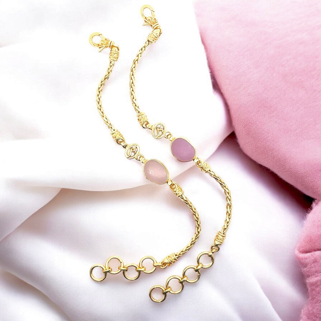 Ultra Rare Sea Glass Gold Vermeil Dainty Link Bracelets - Ocean Soul