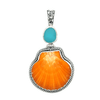 Vibrant Orange Flat Scallop and Seaglass Pendant - Ocean Soul