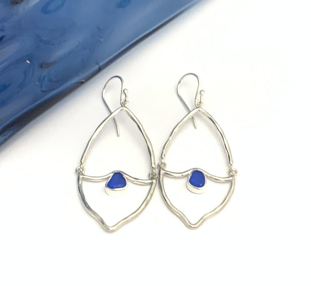 Almond and Sea Glass Earrings - Ocean Soul