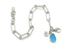 Aqua Sea Glass on Sterling Silver Paperclip Bracelet - Ocean Soul
