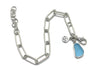 Aqua Sea Glass on Sterling Silver Paperclip Bracelet - Ocean Soul