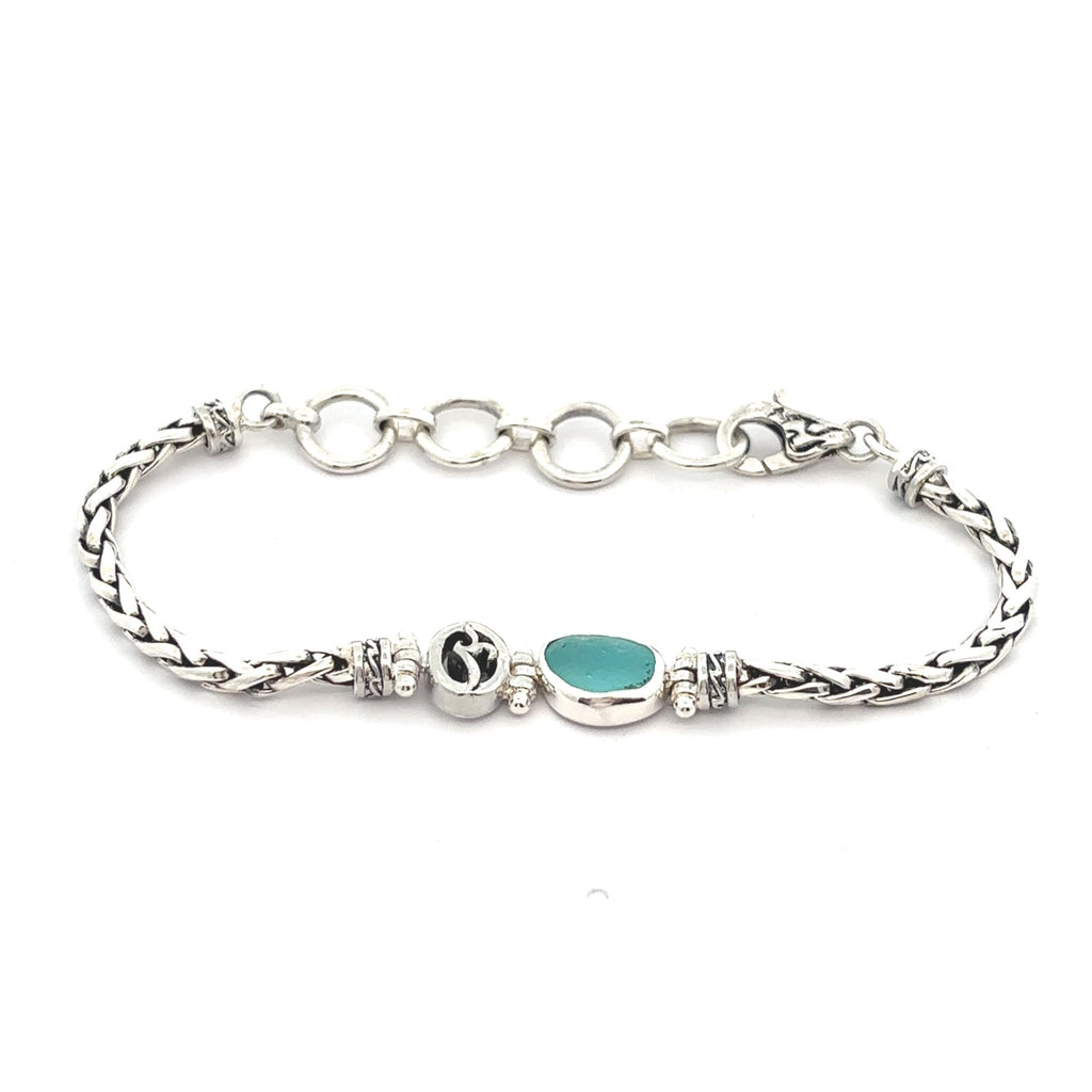 Aqua Sea Glass on the Dainty Adjustable Bracelet - Ocean Soul