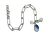 Blue Sea Glass Multi on Sterling Silver Paperclip Bracelet - Ocean Soul