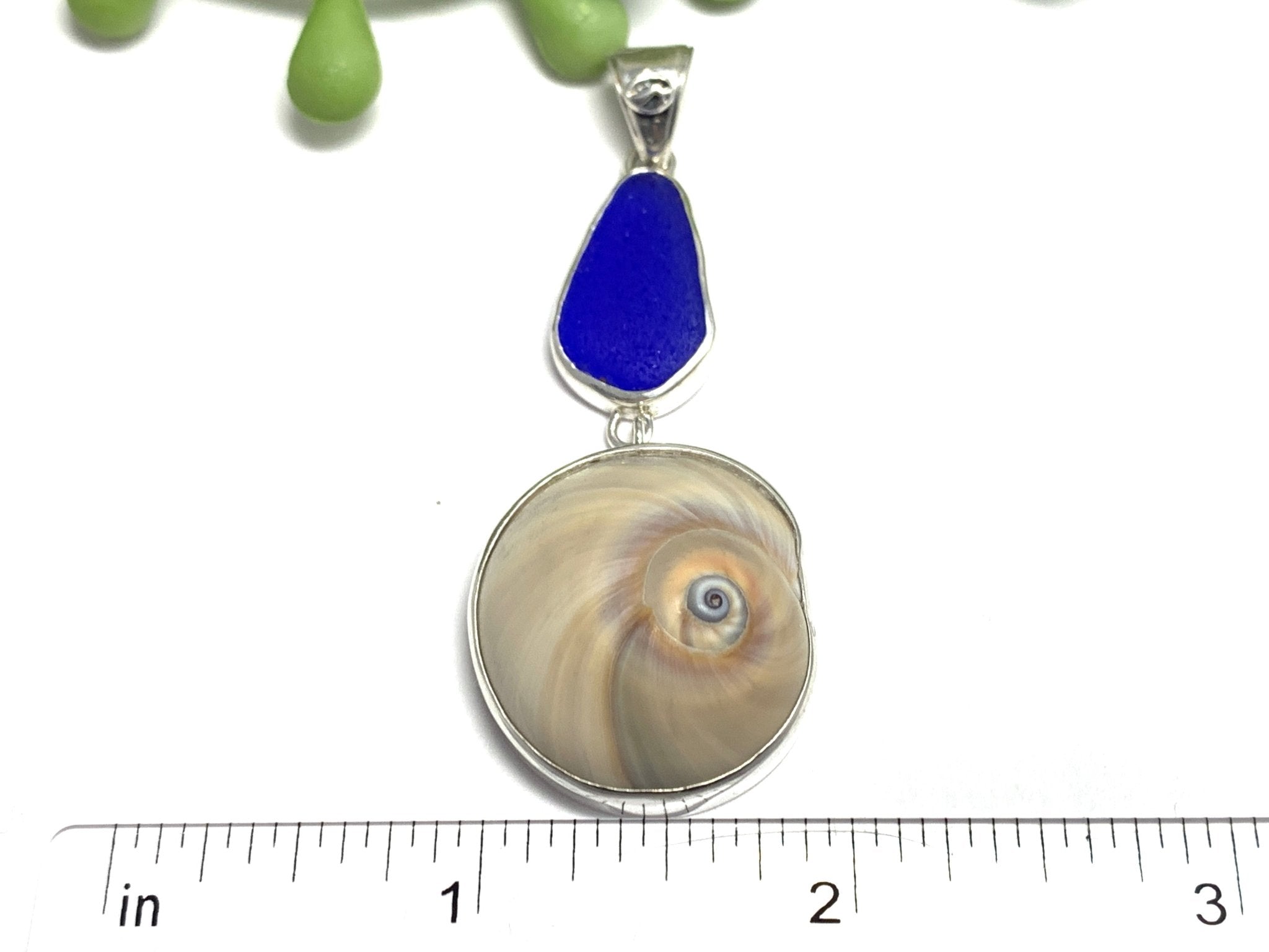 Bold Shark Eye and Cobalt Sea Glass Pendant