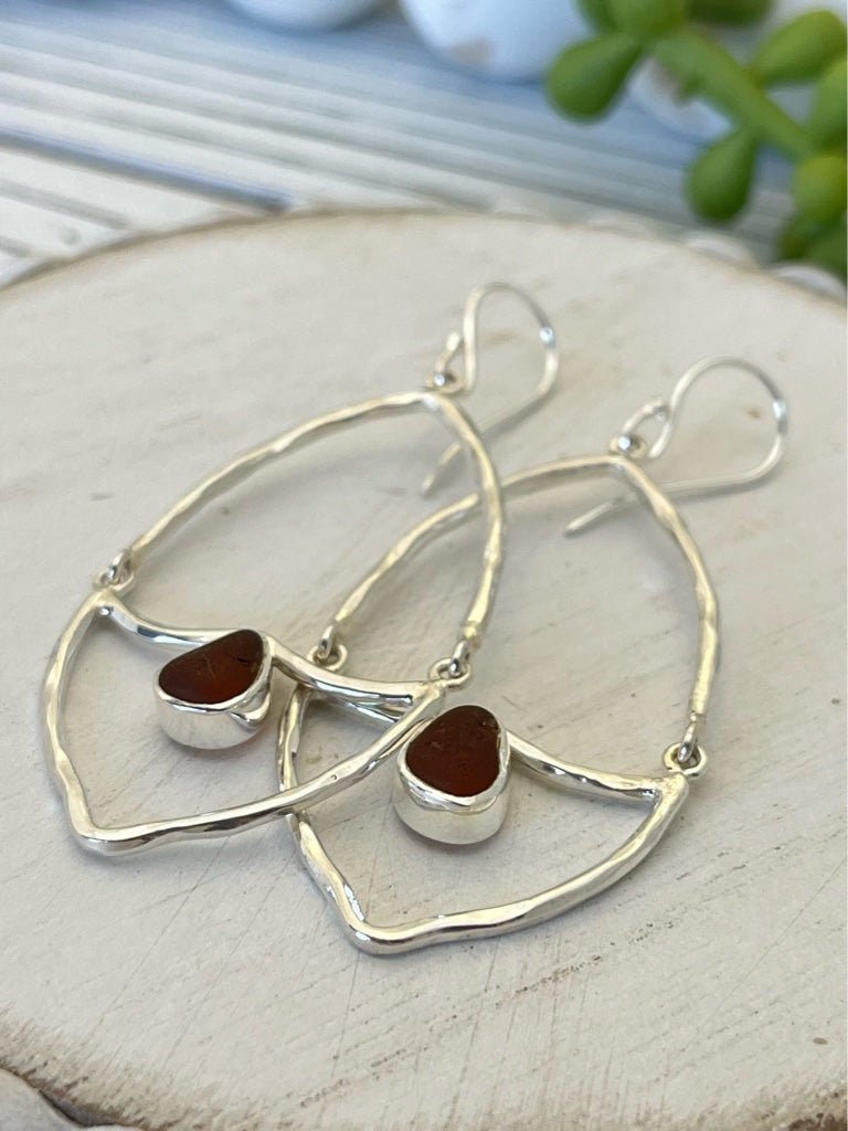 Brown Sea Glass Almond Earrings - Ocean Soul