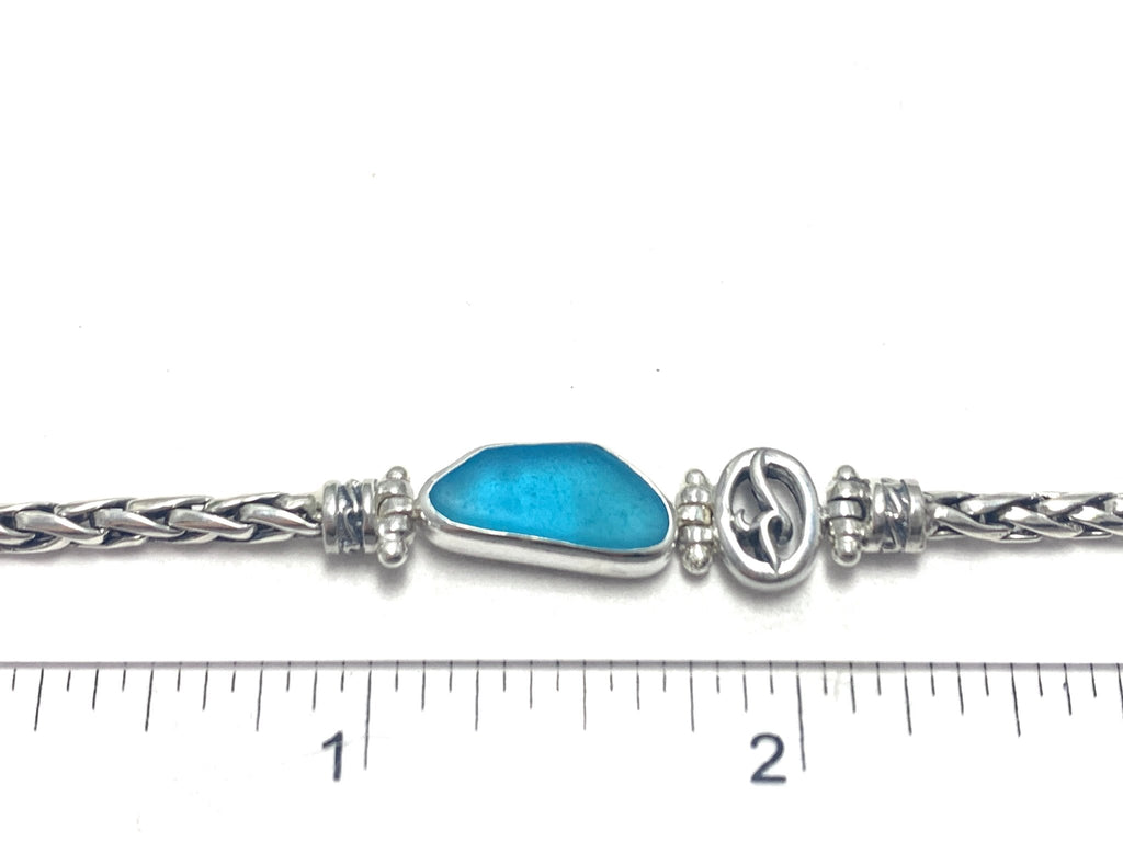 Caribbean Blue Sea Glass Dainty Adjustable Bracelet - Ocean Soul