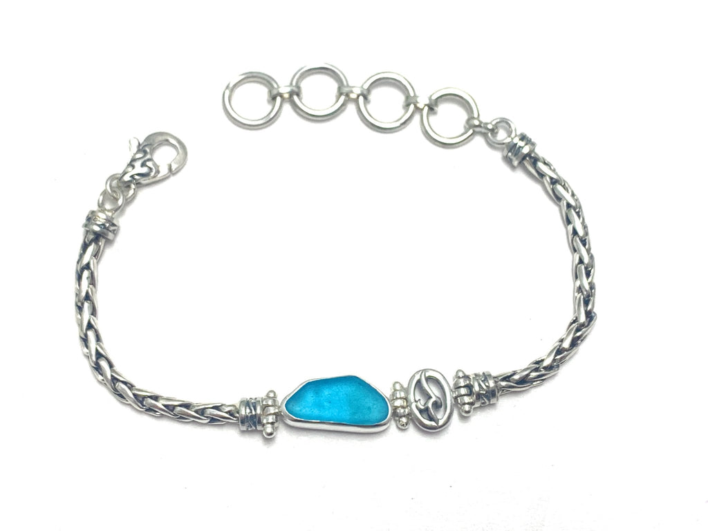 Caribbean Blue Sea Glass Dainty Adjustable Bracelet - Ocean Soul