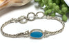 Caribbean Blue Sea Glass on Romano Adjustable Bracelet - Ocean Soul