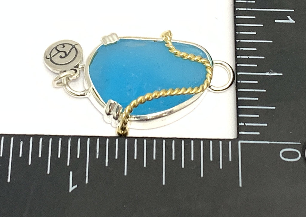Caribbean Blue Sea Glass with Gold Rope 1.0 Center - Ocean Soul