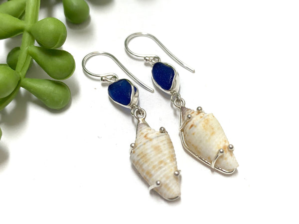 Cobalt Sea Glass and Dusky Earrings - Ocean Soul