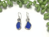 Cobalt Sea Glass Earrings with OS Logo and Double Bezel - Ocean Soul