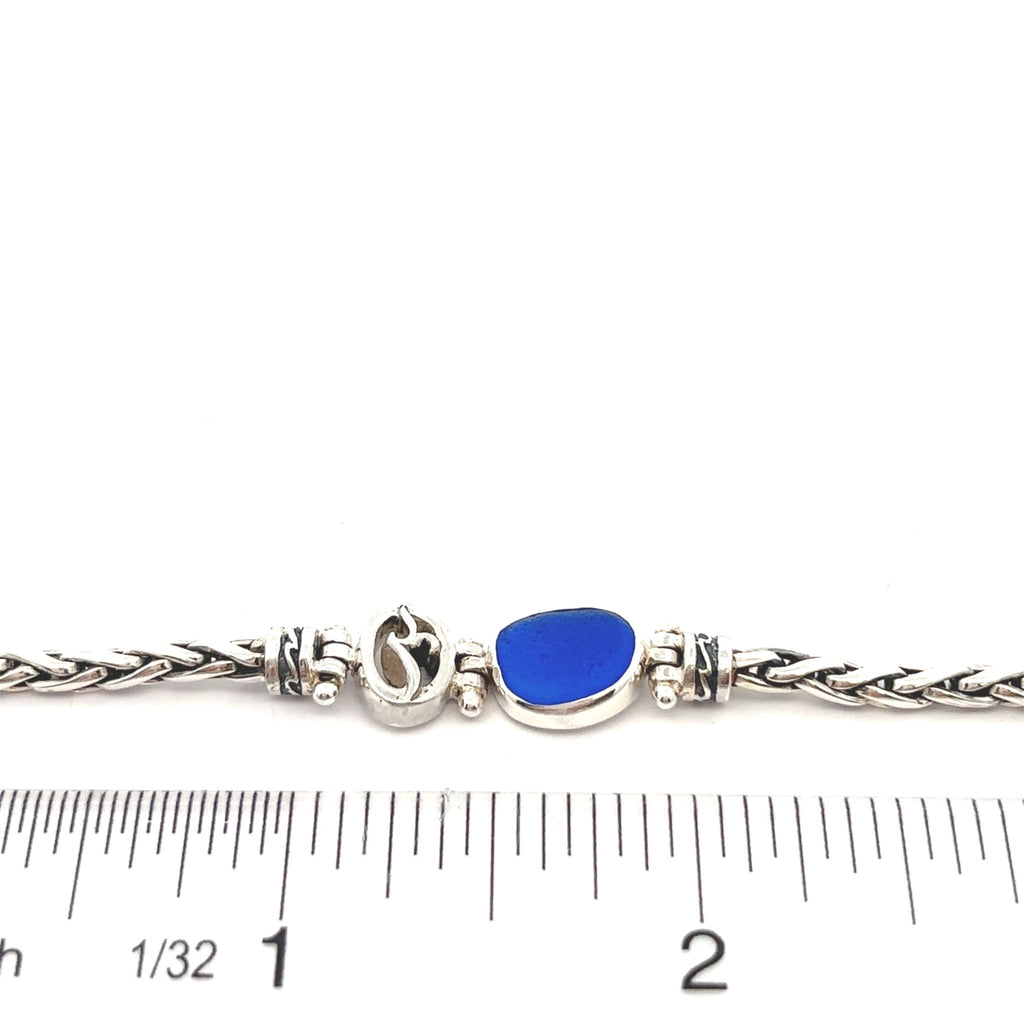 Cobalt Sea Glass on the Dainty Adjustable Bracelet - Ocean Soul