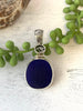 Cobalt Sea Glass Pendant with Hand-carved bail and logo - Ocean Soul