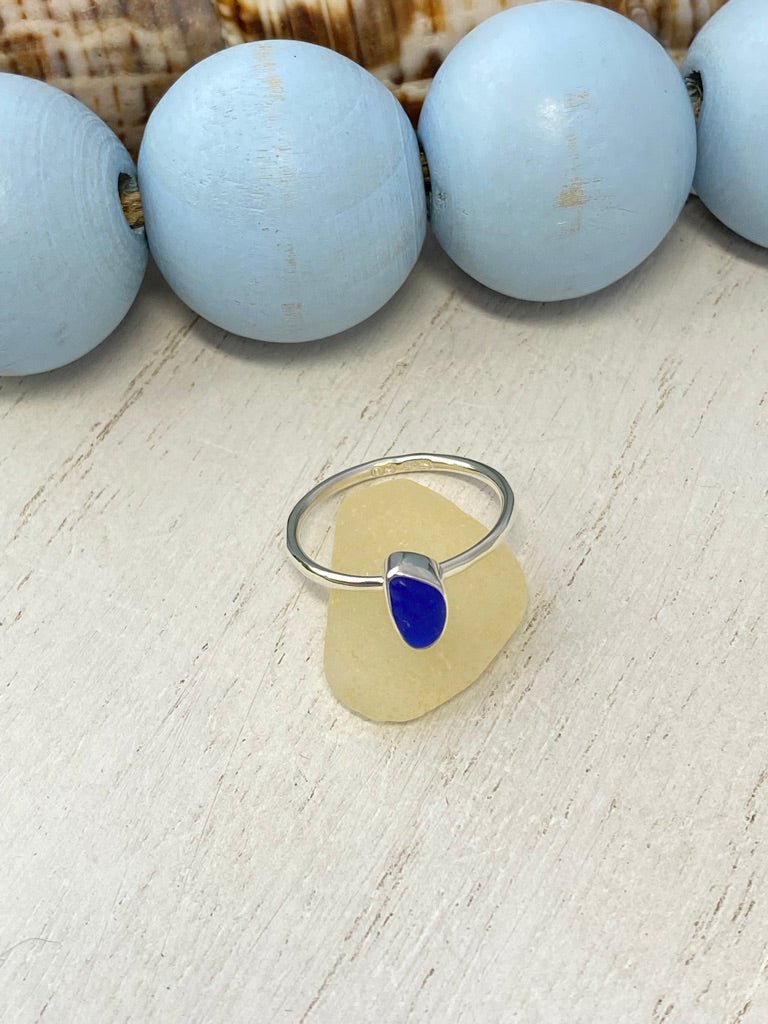 Cobalt Sea Glass Stacker Rings - Size 5 - Ocean Soul