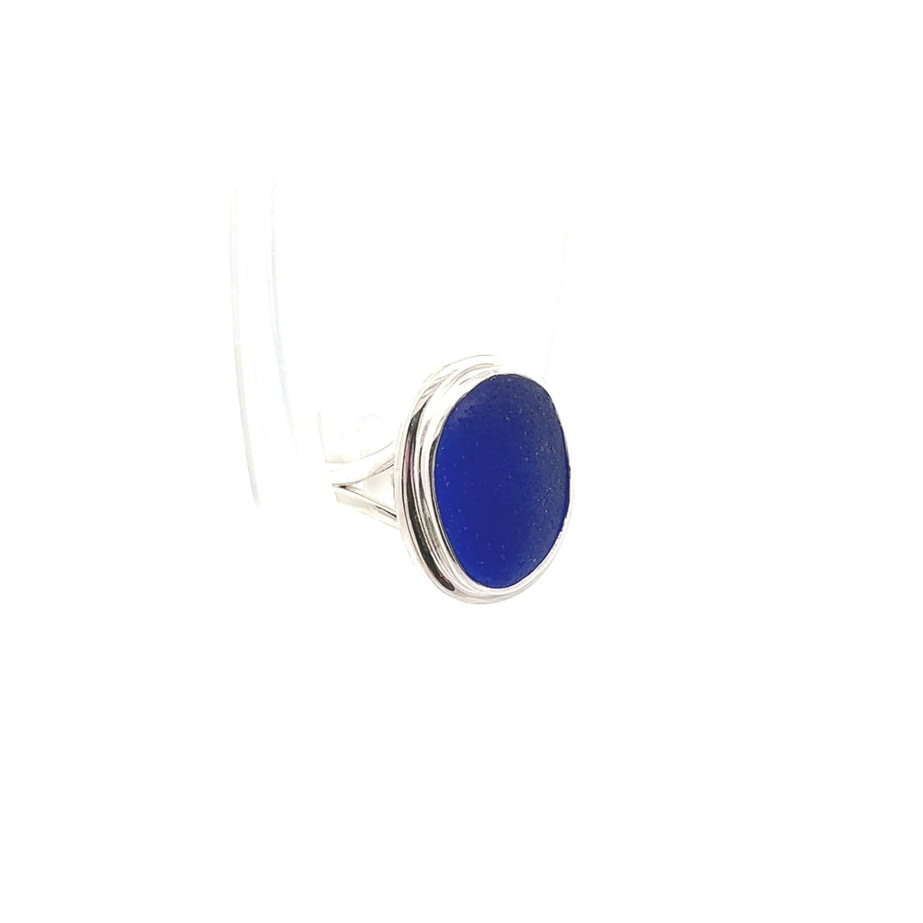 Cobalt Sea Glass Statement Ring - Ocean Soul