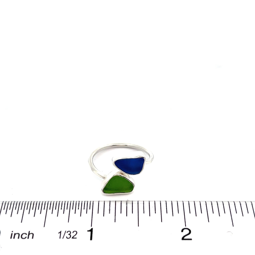 Cornflower and Green By-Pass Ring - Ocean Soul