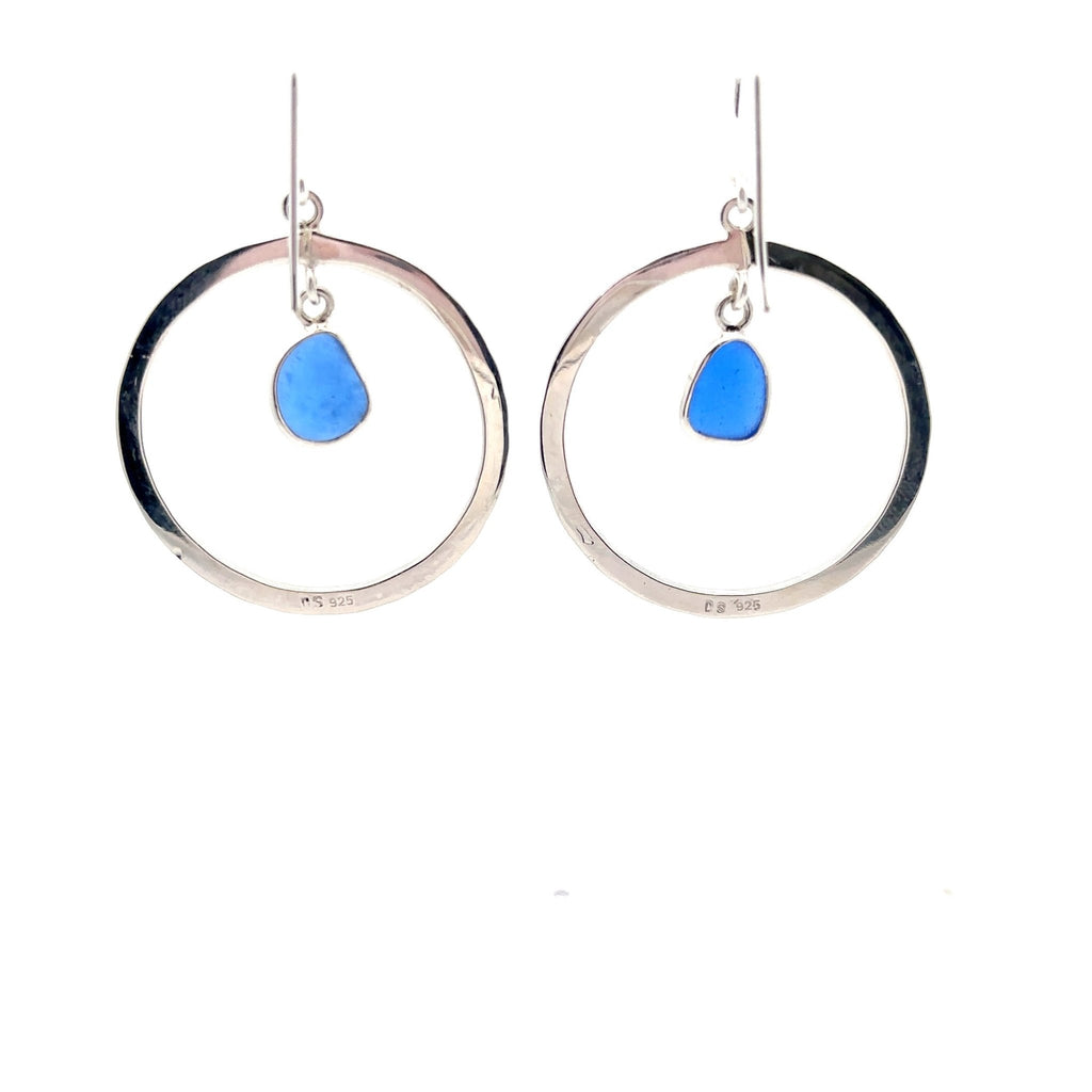 Cornflower Hammered O Ring Earrings - Ocean Soul