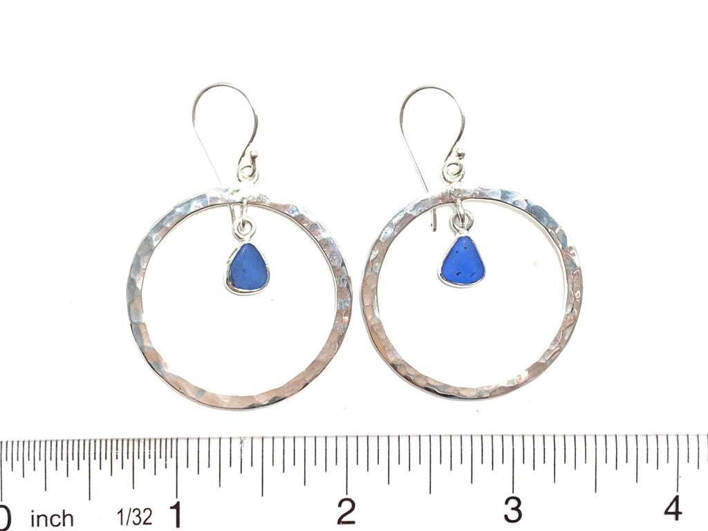 Cornflower Hammered O Ring Earrings - Ocean Soul