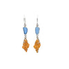 Cornflower Sea Glass and Horse Conch Earrings - Ocean Soul