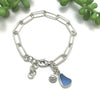 Cornflower Sea Glass on Sterling Silver Paperclip Bracelet - Ocean Soul