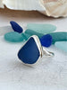 Cornflower Sea Glass Statement Ring - Size 10 - Ocean Soul