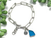Deep Caribbean Blue Sea Glass on Sterling Silver Paperclip Bracelet - Ocean Soul