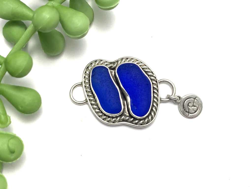 Double Cobalt Sea Glass Nautical Rope Soul Center - Ocean Soul