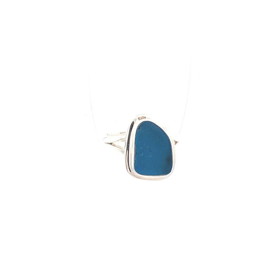 Electric Blue Sea Glass Statement Ring - Ocean Soul
