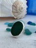 Emerald Sea Glass Statement Ring - Size 9 - Ocean Soul